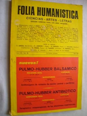 FOLIA HUMANÍSTICA. Revista de ciencias, artes y letras. Nº 88 Abril 1970