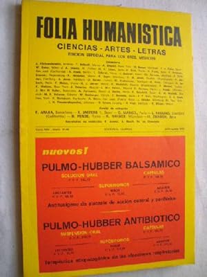 FOLIA HUMANÍSTICA. Revista de ciencias, artes y letras. Nº 91-92 Julio-Agosto 1970