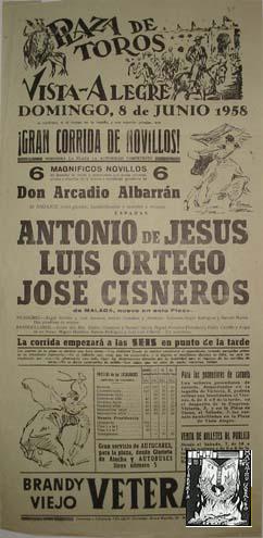 CARTEL PLAZA DE TOROS DE VISTA - ALEGRE, 8 junio 1958