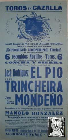 CARTEL PLAZA DE TOROS EN CAZALLA, 18 agosto 1958