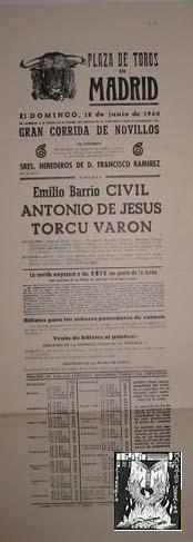 CARTEL PLAZA DE TOROS DE MADRID 12 junio 1960
