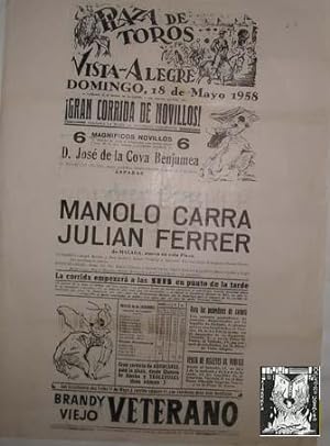 CARTEL PLAZA DE TOROS DE VISTA-ALEGRE, 18 Junio 1958