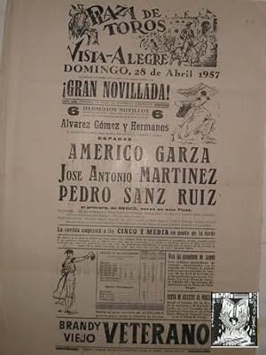 CARTEL PLAZA DE TOROS VISTA-ALEGRE, 28 abril 1957