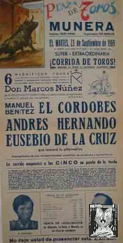 CARTEL PLAZA DE TOROS DE MUNERA, 23 Septiembre 1969