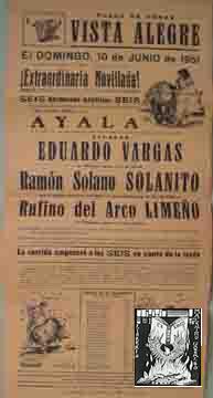 CARTEL PLAZA DE TOROS DE VISTA - ALEGRE, 10 de junio 1951