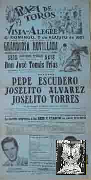 CARTEL PLAZA DE TOROS DE VISTA - ALEGRE, 5 Agosto 1951