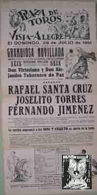 CARTEL PLAZA DE TOROS DE VISTA - ALEGRE, 29 de julio 1951