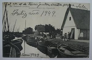 Seller image for Antigua postal. Old post card. N 25 - VALENCIA - La Albufera. Desembarcadero del Tremolar. Censura Militar. for sale by LIBRERA MAESTRO GOZALBO