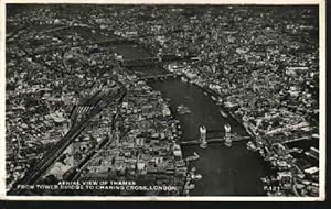 Seller image for Postal Antigua - Old Postcard : Aerial View of Thames. From Tower Bridge to Charing Cross, LONDON for sale by LIBRERA MAESTRO GOZALBO