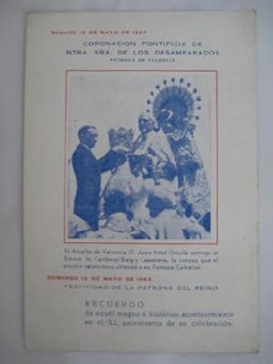 Antigua Tarjeta - Old Card : CORONACIÓN PONTIFICIA DE NTRA SRA DE LOS DESAMPARADOS. 1963