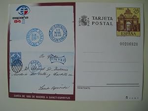 Carta de 1855 de Madrid a Sancti-Espiritus. Tarjeta Entero Postal sin circular