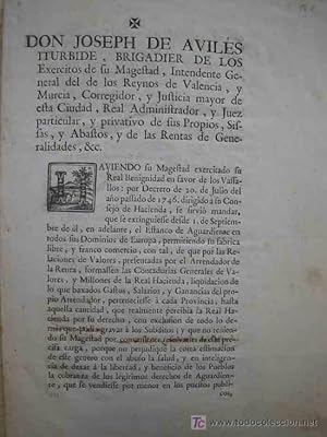 DOCUMENTO Original : Intendencia de Don Joseph de Avilés 1759
