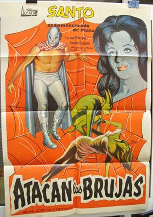 Cartel cine - Movie Poster : SANTO EL ENMASCARADO DE PLATA en ATACAN LAS BRUJAS - Original