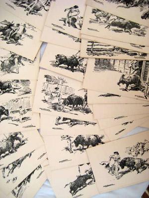 Colección Completa de 35 postales - Colection 35 Postcards : LOS TOROS. Dibujos a plumilla de Ant...