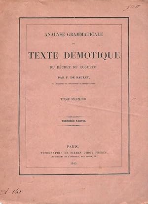 ANNALYSE GRAMMATICALE DU TEXTE DEMOTIQUE DU DECRET DE ROSETTE