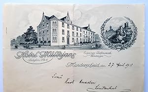 Brief mit dem Briefkopf von dem Hotel Müllejang in Manderscheid mit einer schönen Vedute von 1918