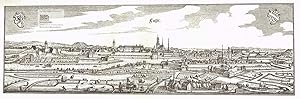 Image du vendeur pour Cassel. Prchtige Ansicht der Stadt mit Befestigungsanlage und Grten mit Wappen im Himmel. Faksimile-Reprint eines Kupferstich von Matthus Merian 1971 mis en vente par historicArt Antiquariat & Kunsthandlung