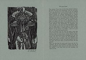 Seller image for Ohne Titel, Original-Holzschnitt zu Hans Christian Andersen "Eine gute Laune". Original Graphik, signiert Kunstdruckpapier, Blattgröße 18 x 25 cm for sale by ANTIQUARIAT Franke BRUDDENBOOKS