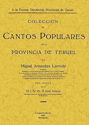 Seller image for Coleccin de cantos populares de la provincia de Teruel for sale by Imosver