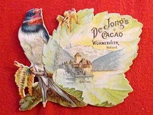 Werbekarte für De Jong`s Cacao Wormerveer Holland (mit Abbildung Schloß Chillon) (hinten dt.-holl...