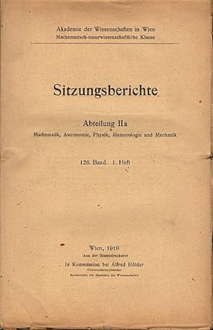 Seller image for Sitzungsberichte : Abteilung 2a ; 128. Band. 1. Heft Akademie der Wissenschaften mathematisch - naturwissenschaftliche Klasse for sale by Schrmann und Kiewning GbR