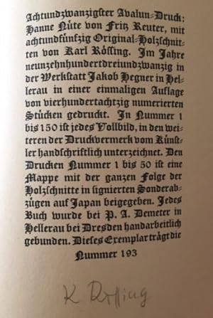 Hanne Nüte un de lütte Pudel 'ne Vagel- und Minschen-Geschichte. 28. Avalun-Druck