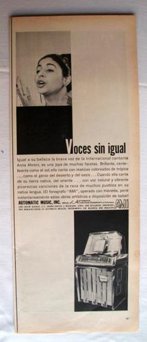 Antigua Hoja Publicidad Revista - Advertising Magazine Old Sheet : Fonógrafo AMI. Año 1959