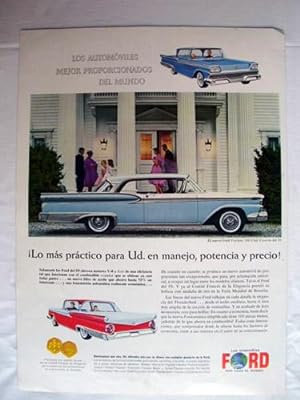 Bild des Verkufers fr Antigua Hoja Publicidad Revista - Advertising Magazine Old Sheet : FAIRLANE 500 CLUB VICTORIA, Automoviles Ford. Ao 1959 zum Verkauf von LIBRERA MAESTRO GOZALBO