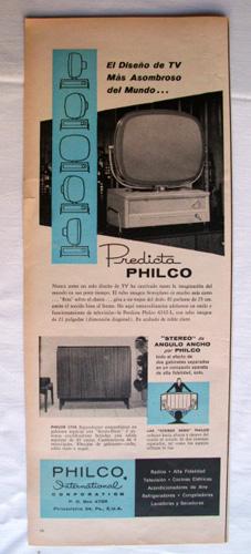 Antigua Hoja Publicidad Revista - Advertising Magazine Old Sheet : TELEVISIÓN PREDICTA PHILCO. Añ...