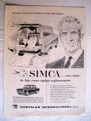 Antigua Hoja Publicidad Revista - Advertising Magazine Old Sheet : SIMCA. CHRYSLER. Año 1959