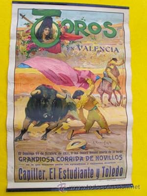 CARTEL - POSTER : Grandiosa Corrida de Novillos en Valencia, Octubre 1931 - CAPILLER, EL ESTUDIAN...