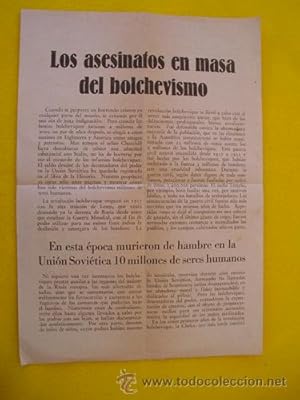 Panfleto - Pamphlet : LOS ASESINATOS EN MASA DEL BOLCHEVISMO