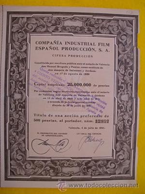 ACCIÓN : Compañía Industrial Film Español Producción S.A. CIFESA - PRODUCCIÓN