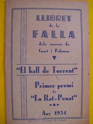 LLIBRET DE LA FALLA dels Carrers de Cuart i Palomar - EL BALL DE TORRENT - Primer Premi de Lo Rat...