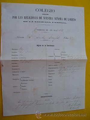 BOLETÍN : Colegio Religiosas de Nuestra Señora de Loreto - 2º Trimestre 1865 - Emilia Escofet