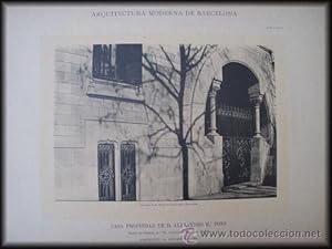 Seller image for Lmina - Plate : Arquitectura Moderna de Barcelona - Casa Propiedad de D.Alejandro MPons en Paseo de Gracia 26 esquina Ronda San Pedro for sale by LIBRERA MAESTRO GOZALBO