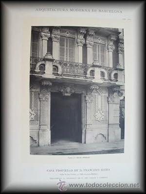 Seller image for Lmina - Plate : Arquitectura Moderna de Barcelona - Casa Propiedad de D.Francisco Riera - Calle de las Cortes n 230 esquina Balmes for sale by LIBRERA MAESTRO GOZALBO