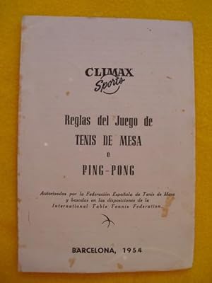 Folleto Publicidad - Advertising Brochure: REGLAS DEL JUEGO DE TENIS DE MESA O PING - PONG