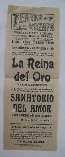 Poster : LA REINA DE ORO, SANATORIO DEL AMOR.