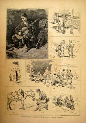 Seller image for Antiguo Grabado - Old Gravure : APUNTES DE LA LTIMA GUERRA CIVIL. Recuerdos del Campamento (Por Pellicer) for sale by LIBRERA MAESTRO GOZALBO