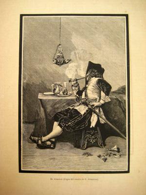 Seller image for Antiguo Grabado - Old Gravure : EL FUMADOR (Copia del cuadro de R.Armenise) for sale by LIBRERA MAESTRO GOZALBO