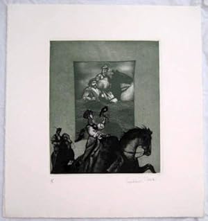 Aguafuerte - Etching - Farbaquatinten : EL QUIJOTE. EBERHARD SCHLOTTER (Firma original)