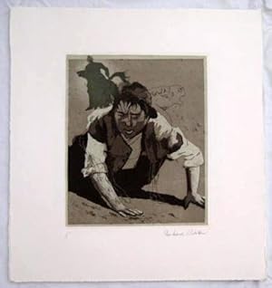 Aguafuerte - Etching - Farbaquatinten : EL QUIJOTE. EBERHARD SCHLOTTER (Firma original)