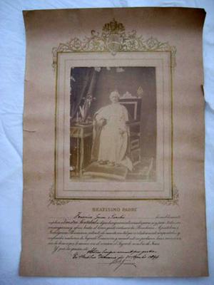 INDULGENCIA PLENARIA CONCEDIDA POR LEON XIII a Francisca Gascón Sanchis. 1894. BISLETI (Firma)