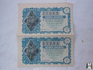 Immagine del venditore per Antiguo Billete de Loteria - Old Lottery Ticket : LOTERIA NACIONAL 5 ENERO 1953 venduto da LIBRERA MAESTRO GOZALBO