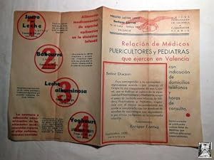 RELACIÓN DE MÉDICOS PUERICULTORES Y PEDIATRAS QUE EJERCEN EN VALENCIA. 1939