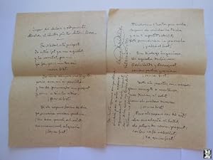 Poesía Original Manuscrita - Original Poetry Manuscript : AL PINTOR ANTONI BOSCH, Como Alcalde de...