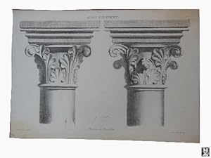 Antigua Litografía - Old Lithography : COURS D'ORNEMENT. Nº 79 Chapiteaux de Notre Dame