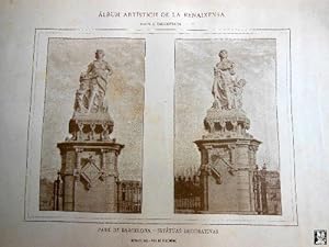Antigua Lamina - Old Plate : PARK DE BARCELONA. ESTATUAS DECORATIVAS.