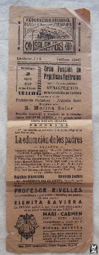 Poster : GRAN FUNCIÓN DE PRÁCTICAS TEATRALES. Valencia 1939